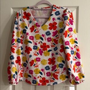 Michelle McDowell Floral V-Neck Women's Top size small